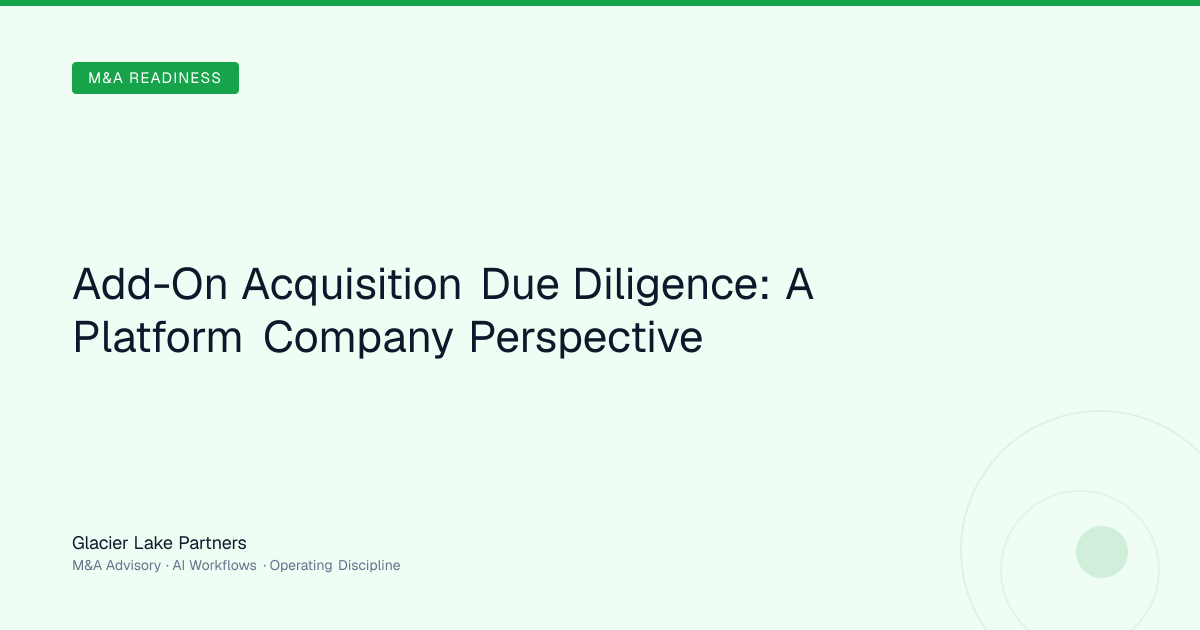 Add-On Acquisition Due Diligence: A Platform Company Perspective ...