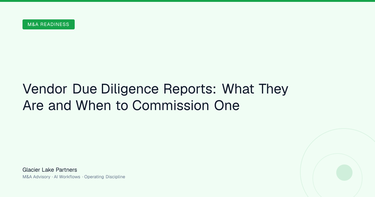 Vendor Due Diligence Reports: What They Are and When to Commission One ...