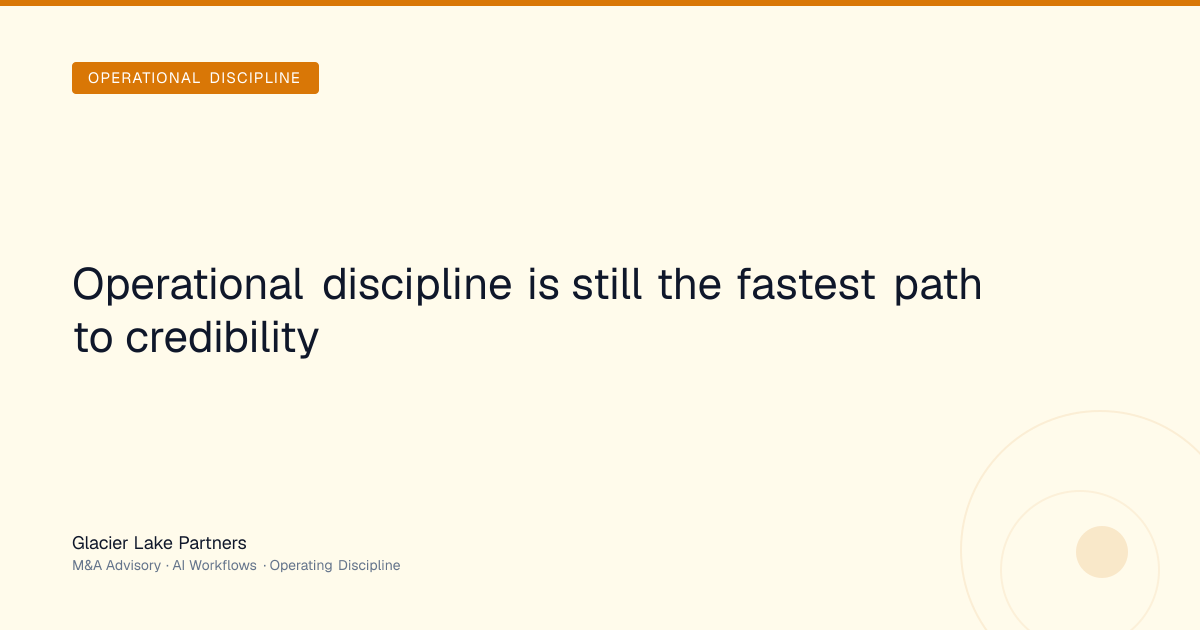 Operational discipline is still the fastest path to credibility ...